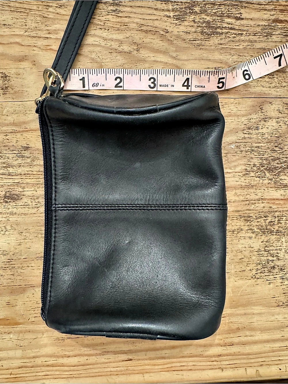 Wristlet clutch Black Leather-Look Crossbody Bag